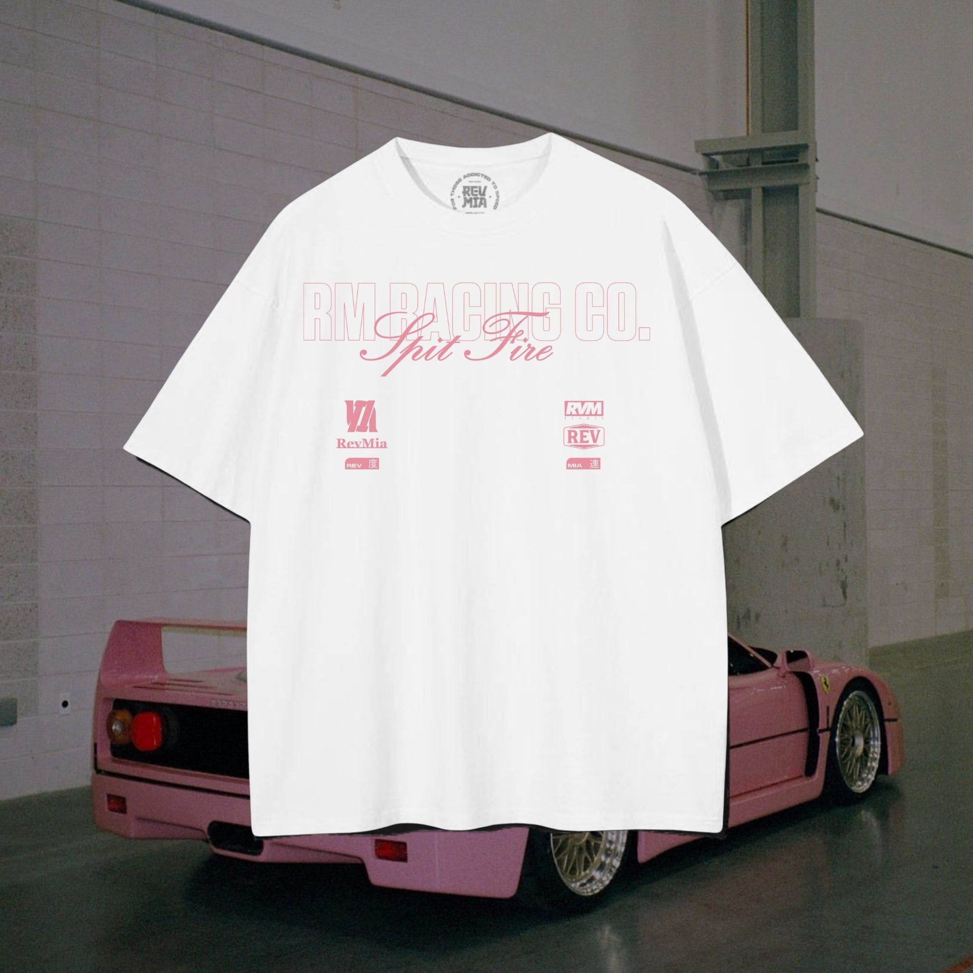 Spit Fire Racing Tee - Oversized - White